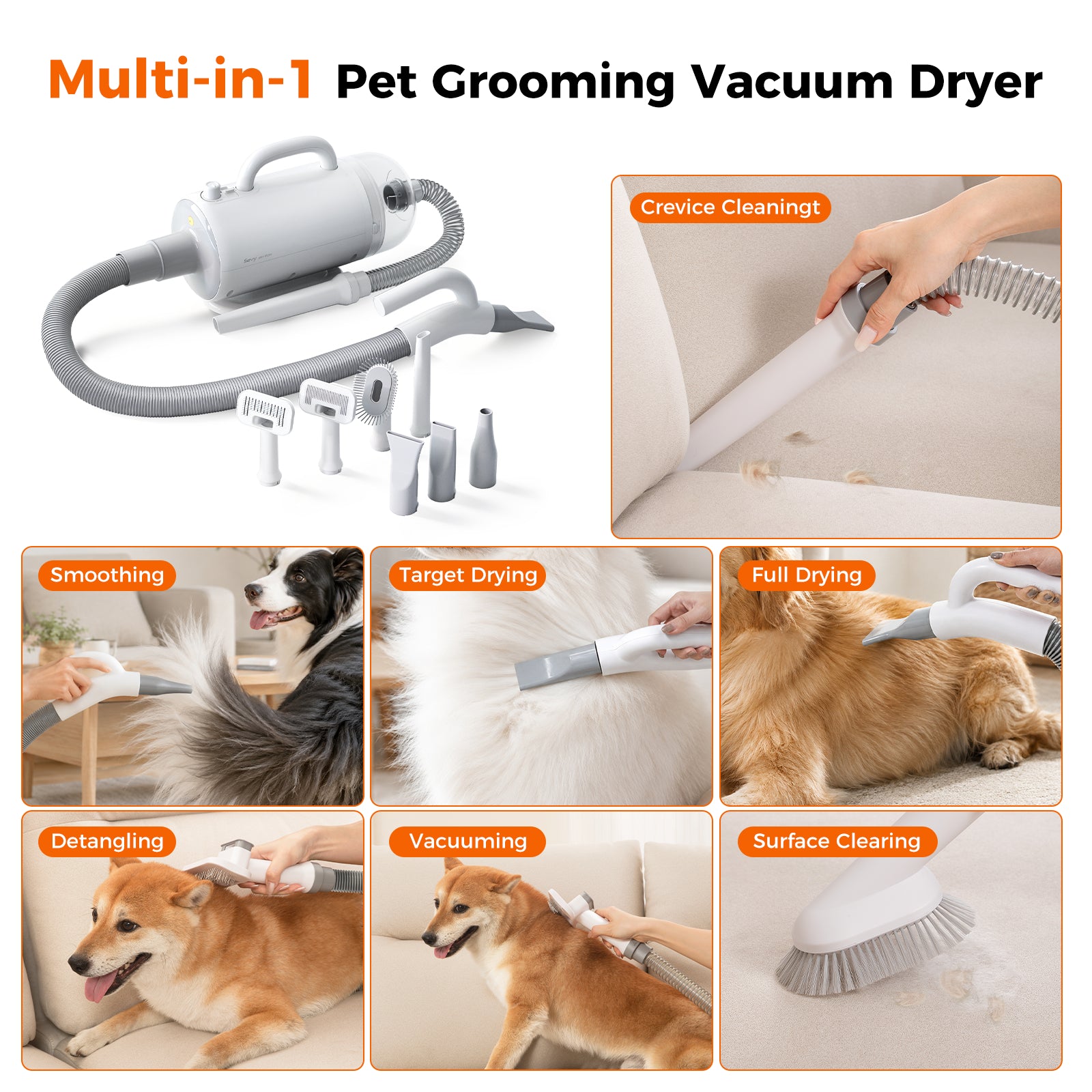 2-in-1 Dog Grooming Vacuum, Dog Dryer & Blower | Sevy Sucky