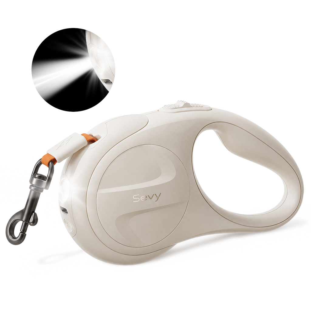 16ft Retractable Dog Leash with LED Light for Small Medium Large Dogs up to 66 lbs | Sevy Glowie
