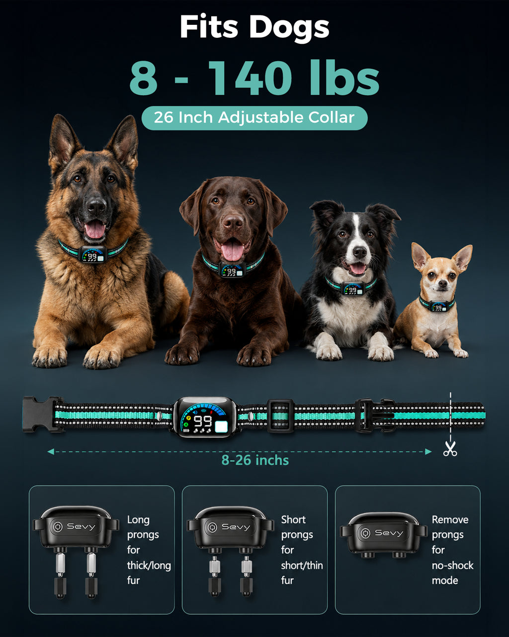 SEVY dog bark collar fits all dogs
