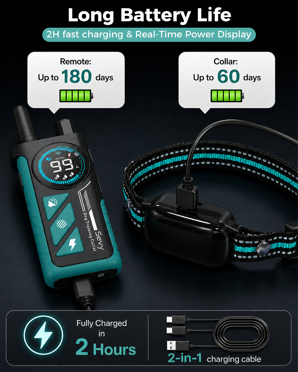 SEVY dog bark collar with long battery life
