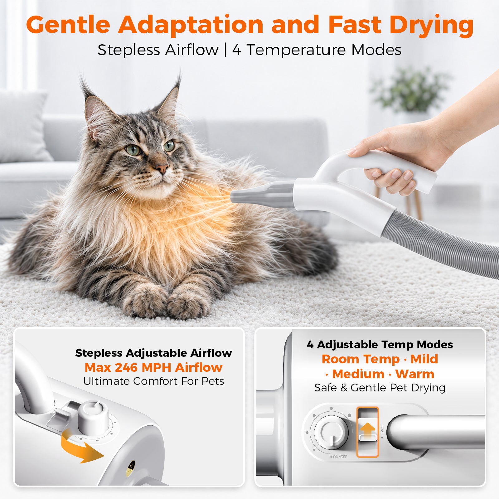 SEVY dog grooming dryer 4 temperature mode